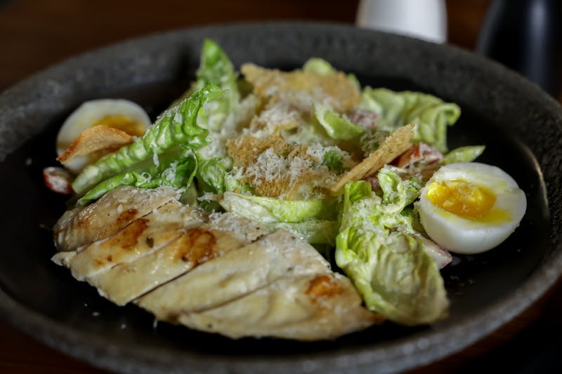 Classic Caesar salad with croutons and parmesan